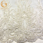 Białe haftowane tkaniny koronkowe 20% poliester ręcznie rozpuszczalny w wodzie \