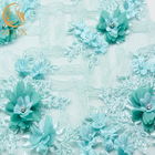 Modna luksusowa tkanina z koronki kwiatowej 3D Haftowana zroszony cekinowa tkanina koronkowa