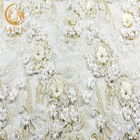 Świecący materiał z koronki ślubnej z dżetów / francuska koronkowa tkanina na suknię ślubną